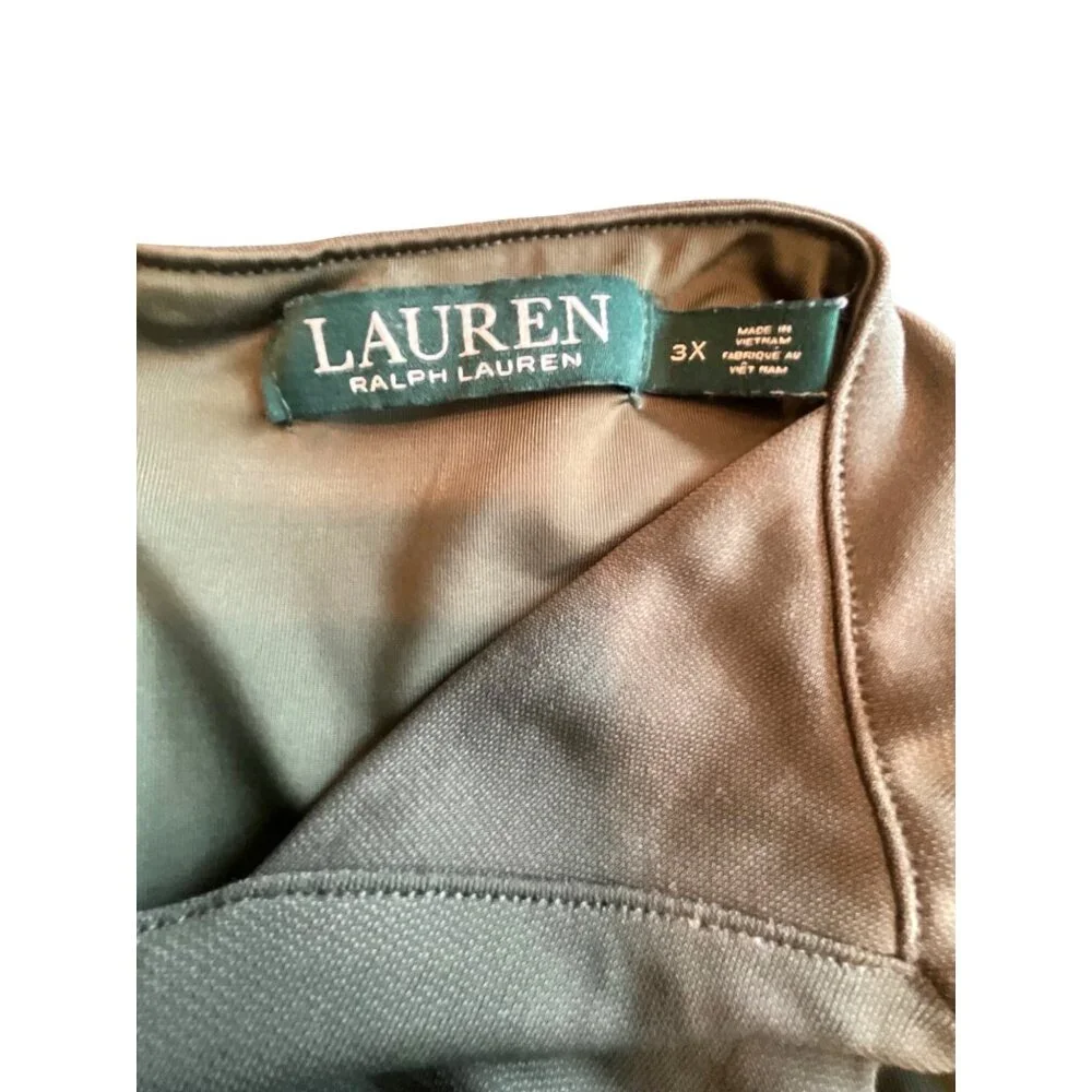 Lauren Ralph Lauren Parthenia Womens Plus Size 3X Olive Green Sleeveless Jumpsui